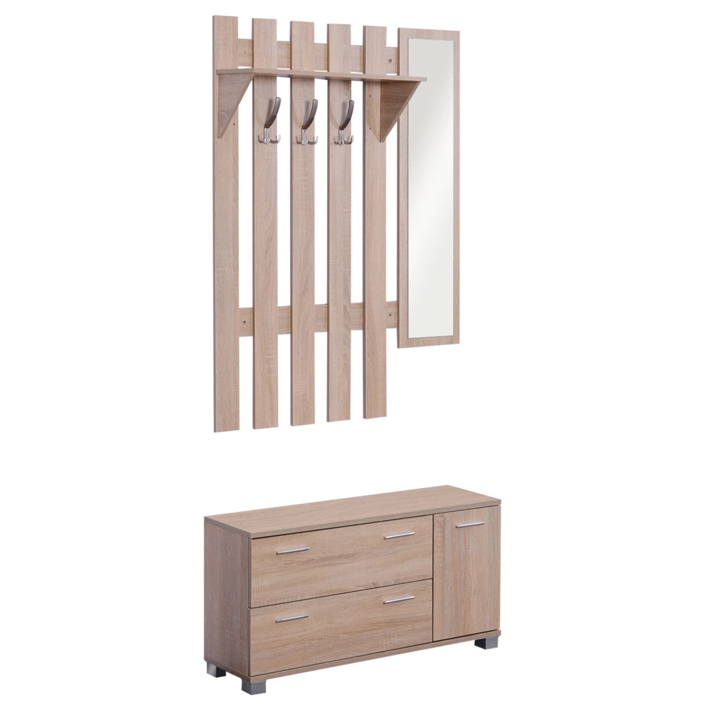 Armadio con specchio e scarpiera ¨C Zephmum ¨C Quercia 90x21.5x116 cm
