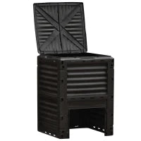 Compostiera da Giardino, Compostiera Domestica da 300L in Plastica Nera, Bidone per Compost con Coperchio a Incastro