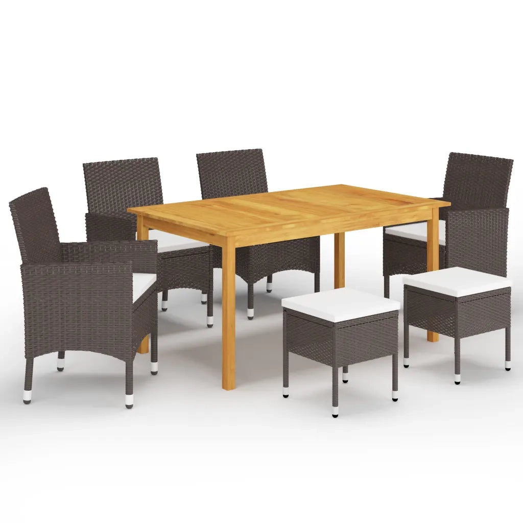 Set Mobili da Pranzo per Giardino 7 pz Marrone cod mxl 69292