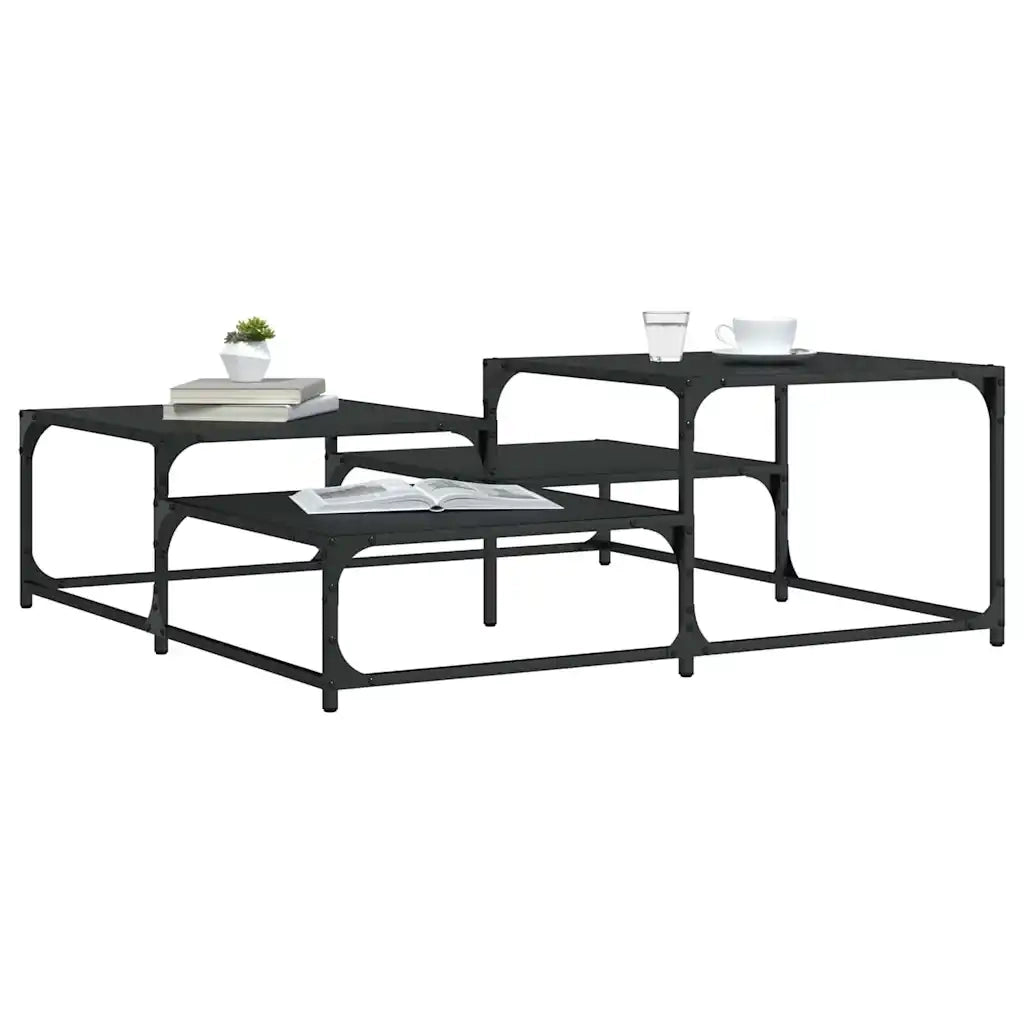 Tavolino da Salotto-Tavolino da soggiorno-Tavolo Nero 107x107x40 cm in Legno Multistrato
