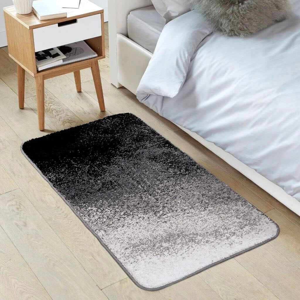 Tappeto Salotto Bagno 60x120 cm Effetto Sfumato Arredo Camera Scendiletto Pelo Corto Nero
