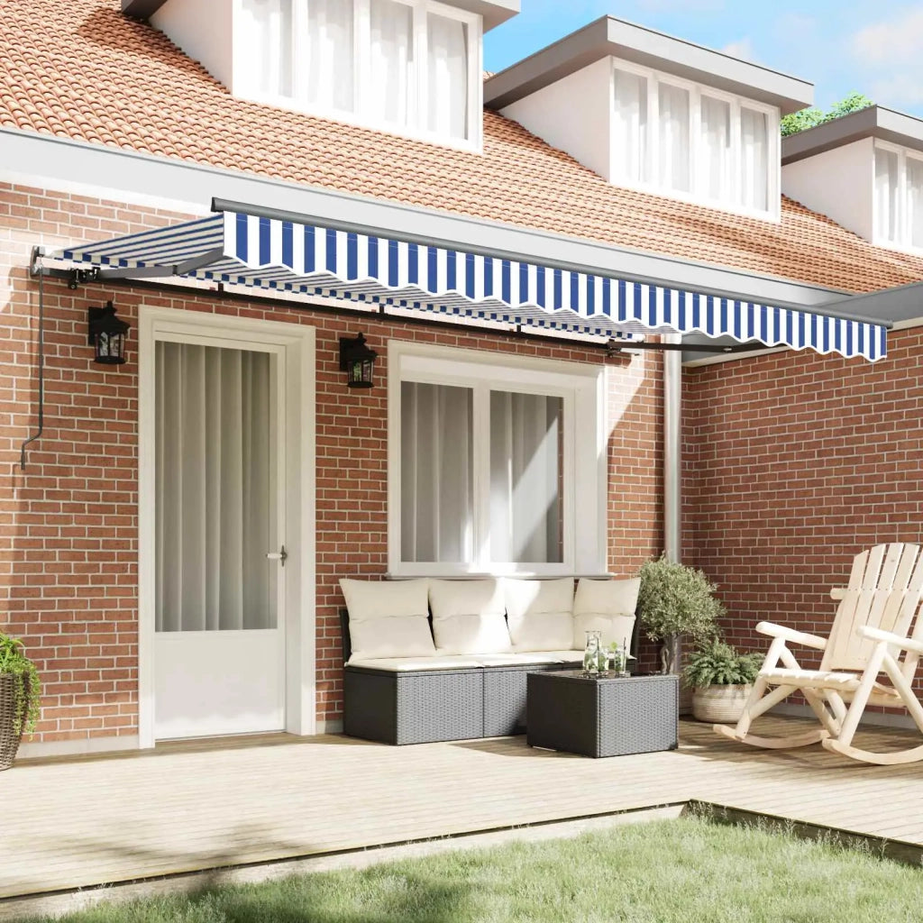 Tenda retrattile-Tenda parasole per balcone Blu 400 x 200 cm Tessuto 495203