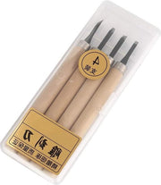 Set di strumenti per intaglio a mano - 4 pezzi con coltelli per intaglio in legno