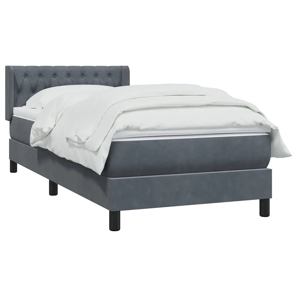 Giroletto a Molle con Materasso Grigio Scuro 90x220 cm Velluto