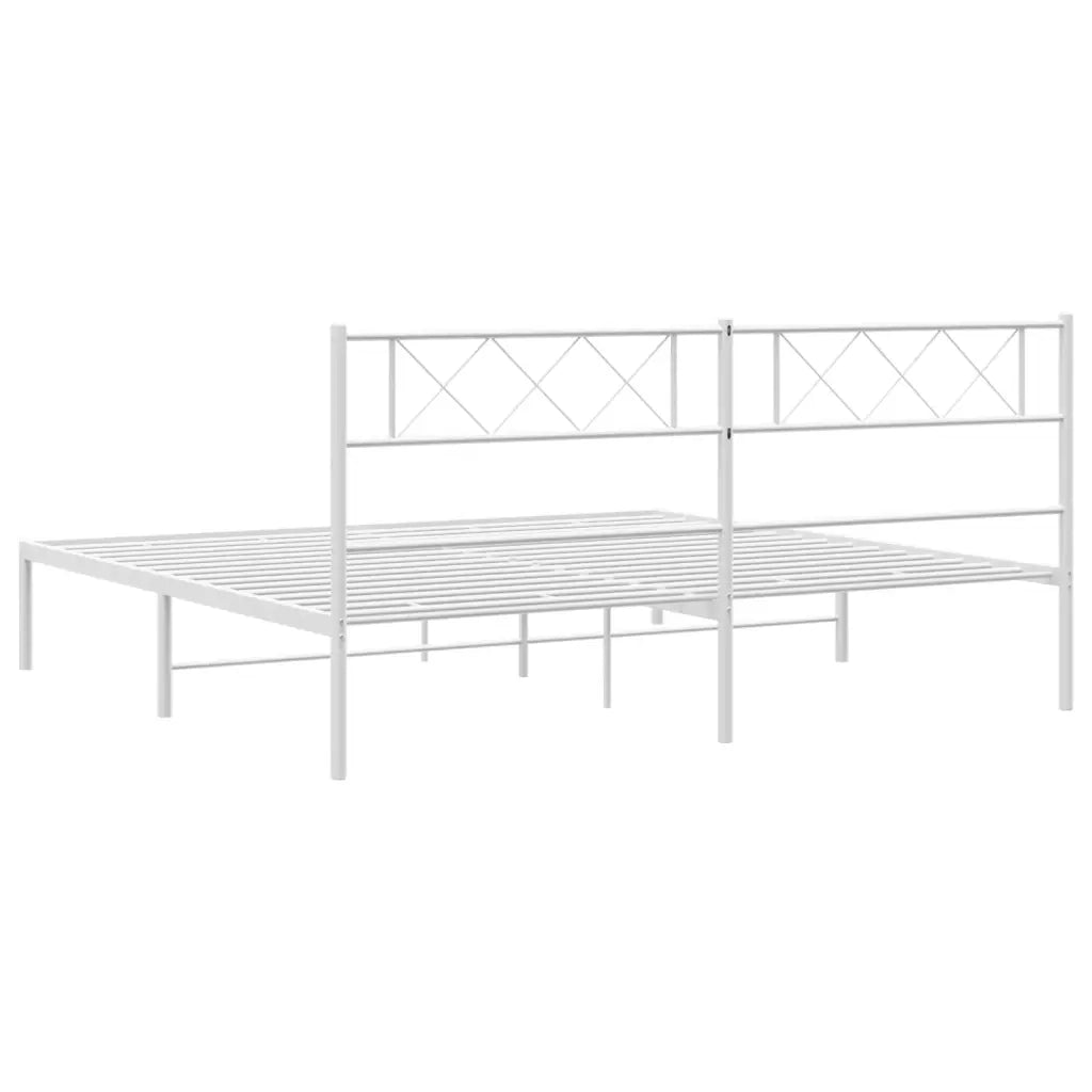 Giroletto con Testiera-Struttura Letto con testiera Metallo Bianco 160x200 cm 774259
