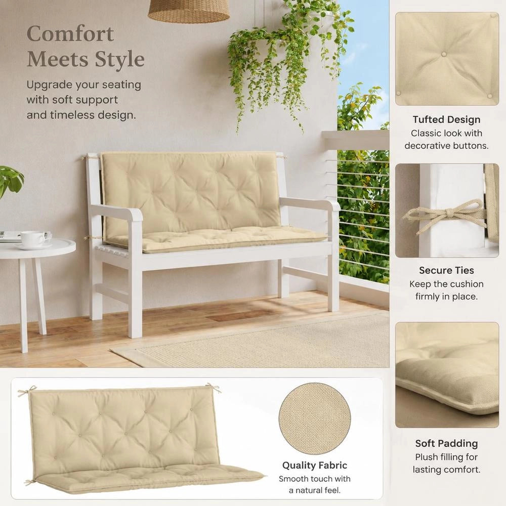 Garden Bench Cushion, Beige, 120x(5050)x7 Cm, Oxford Fabric