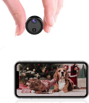 Casa sicura 1080p HD Mini camera con app per interni - Cassetta di avvistamento con Wi-Fi, batteria, forma compatta e dimensioni ridotte - Sensore di movimento e visione notturna per animali domestici e bambini