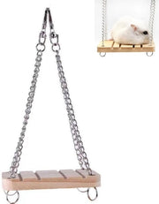 Accessori per gabbia - Schommel per gerbili/cavie - Materiale: acciaio inossidabile/hout - Dimensioni: 9 cm x 7 cm