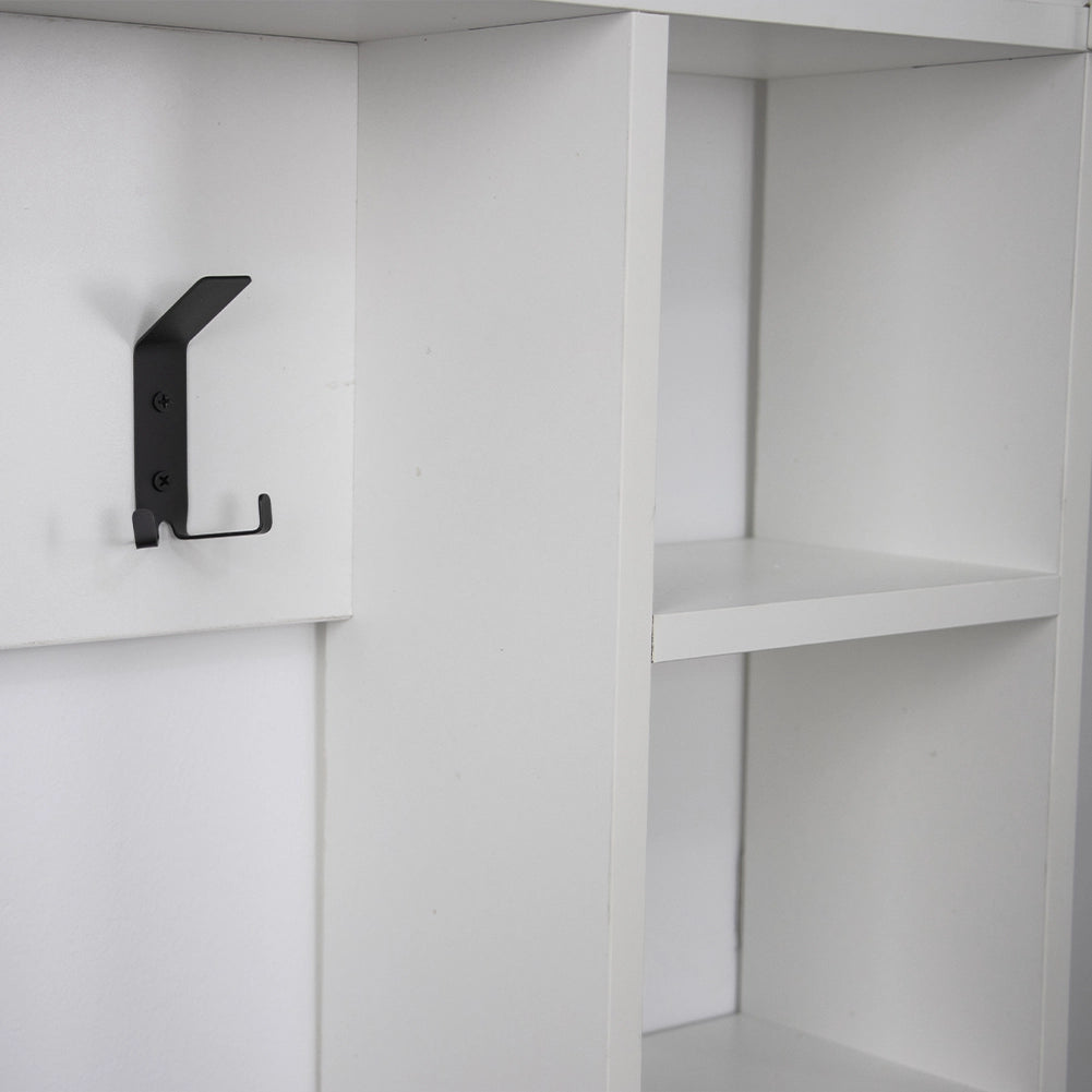Appendiabiti Attaccapanni Parete Legno 9 Ganci Appendi Abiti cn Mensole Bianco