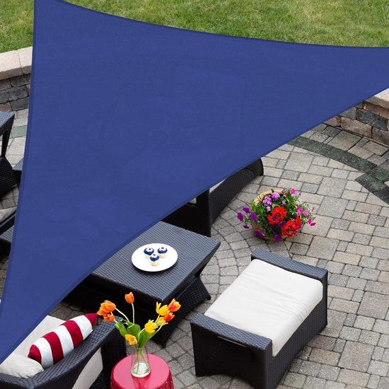 Ombrellone per terrazzo triangolare - 10 x 10 x 10 cm - Blocca UV - per esterni - colore blu