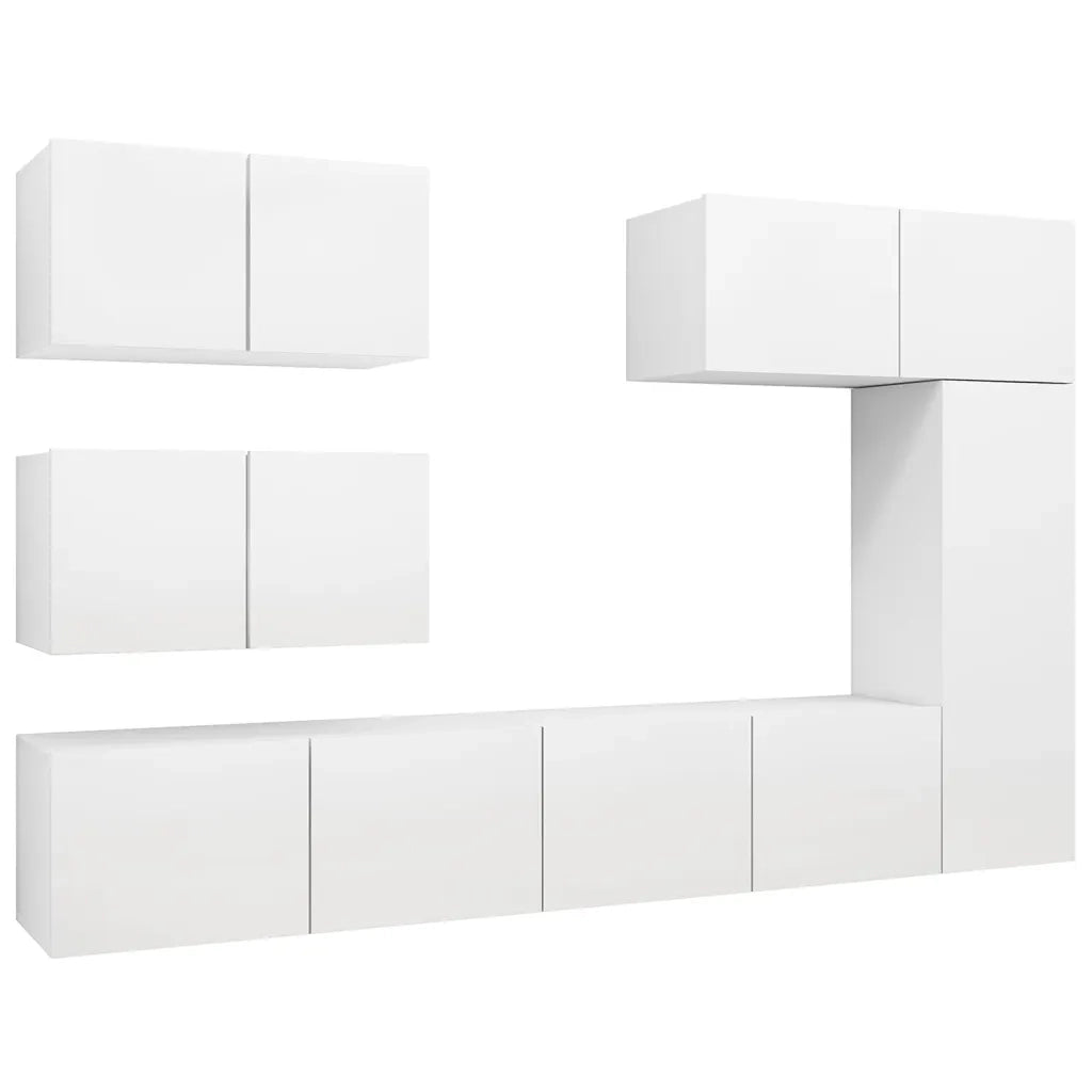Set di Mobili Porta TV 6 pz Bianco in Legno Multistrato 3078715