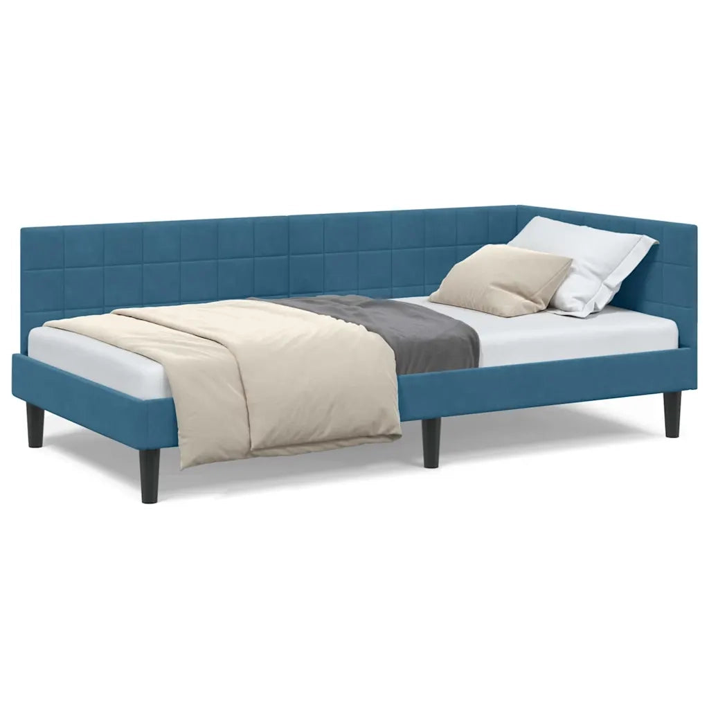 vidaXL Cornice del letto ad angolo Blu 90 x 200 cm Velluto
