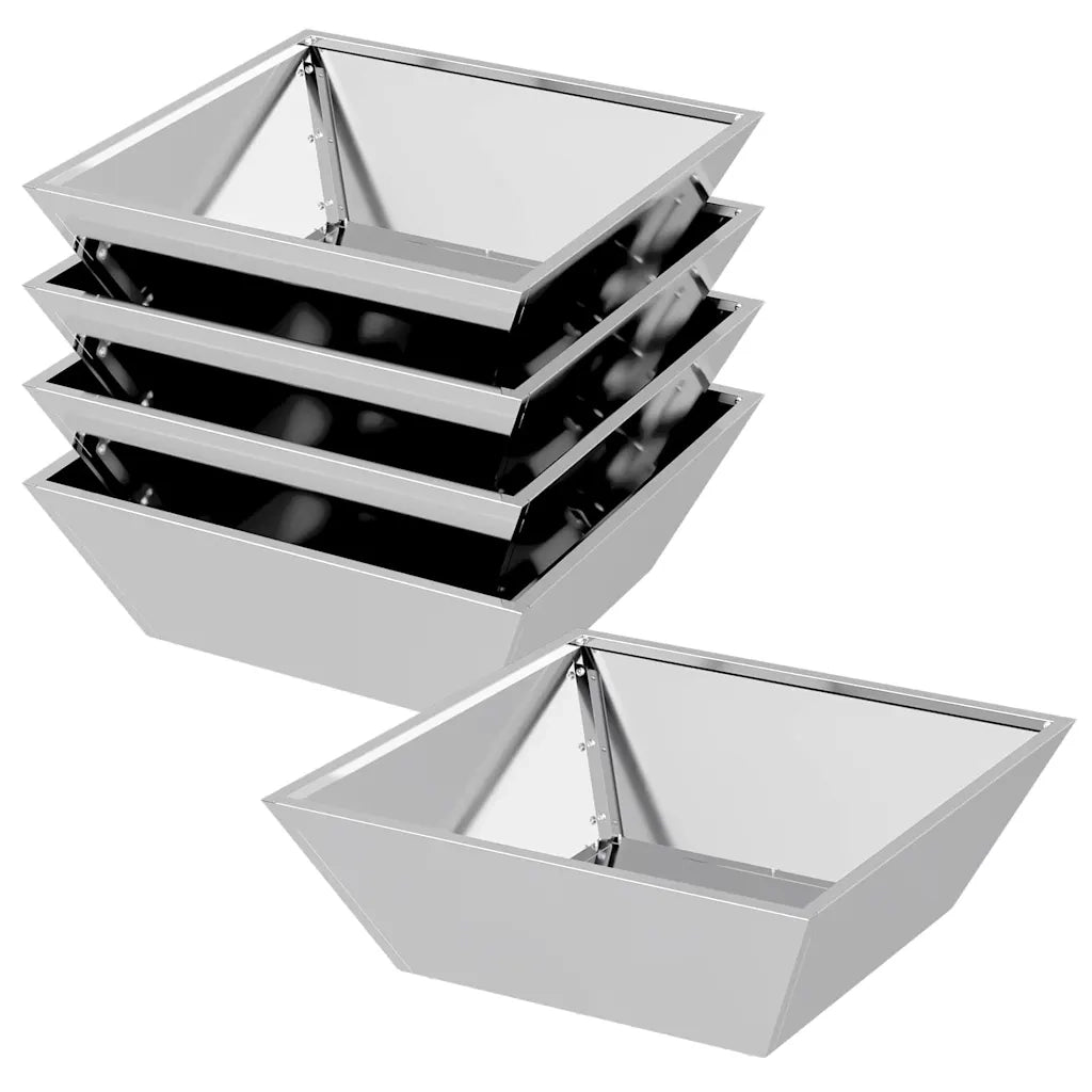 Vaso da giardino 5 pz-Set di 5 Fioriera da Esterno-Contenitore per Piante Argento 50 x 50 x 15 cm Acciaio zincato