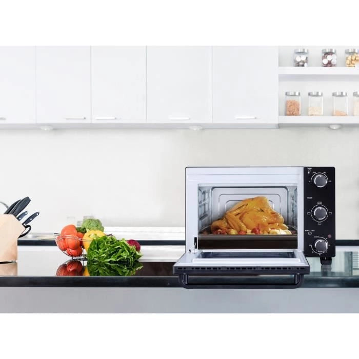 CONTINENTAL EDISON CEMF22B - Miniforno elettrico 22L nero - 1300W - Girarrosto, Convezione naturale