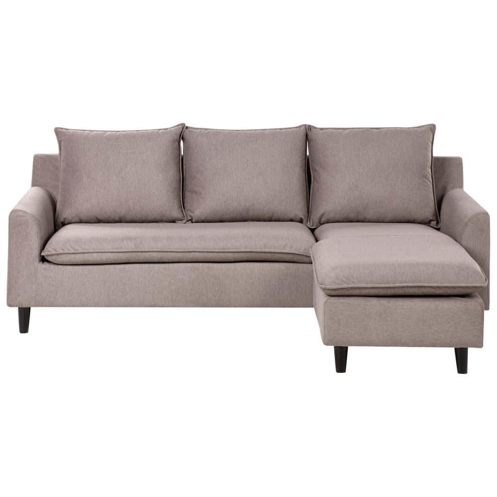 Divano componibile angolare in tessuto tortora lato sinistro Cuscino schienale stile moderno