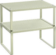 Set di 2, organizzatore cucina, raccoglitore spezie, raccoglitore erbe, cucina, espandibile, sovrappabile, piccola piastra, metallo, verde alloro