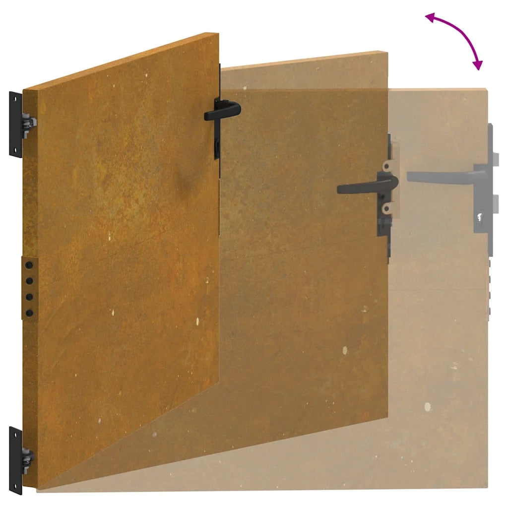 Cancello da giardino 85x125 cm in acciaio Corten design quadrato 153257