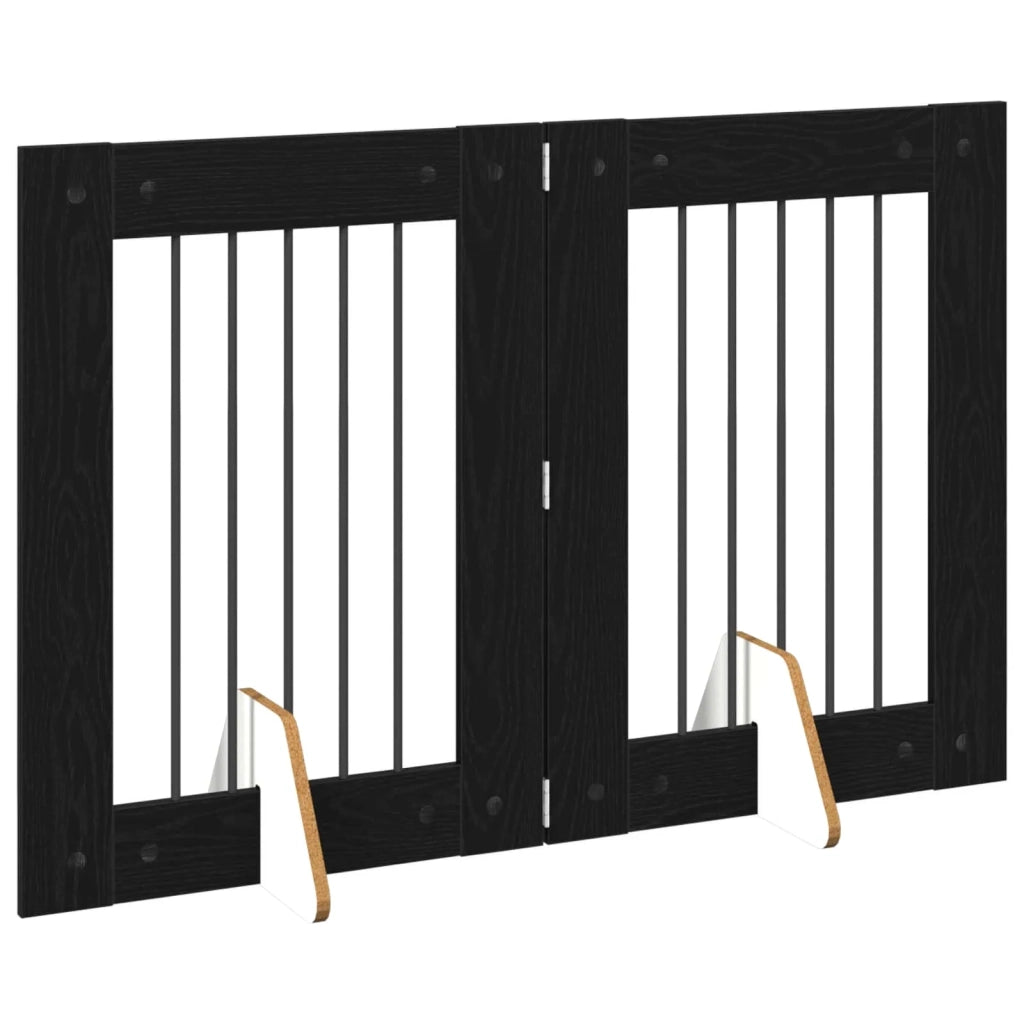 Cancello per cani con supporti 2 pz Rovere Nero 60 x 80 cm CFW7011761