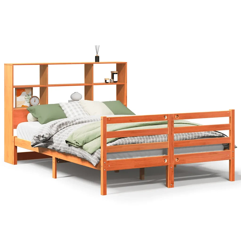 Letto Libreria senza Materasso Marrone Cera 140x190 cm Legno 3321913