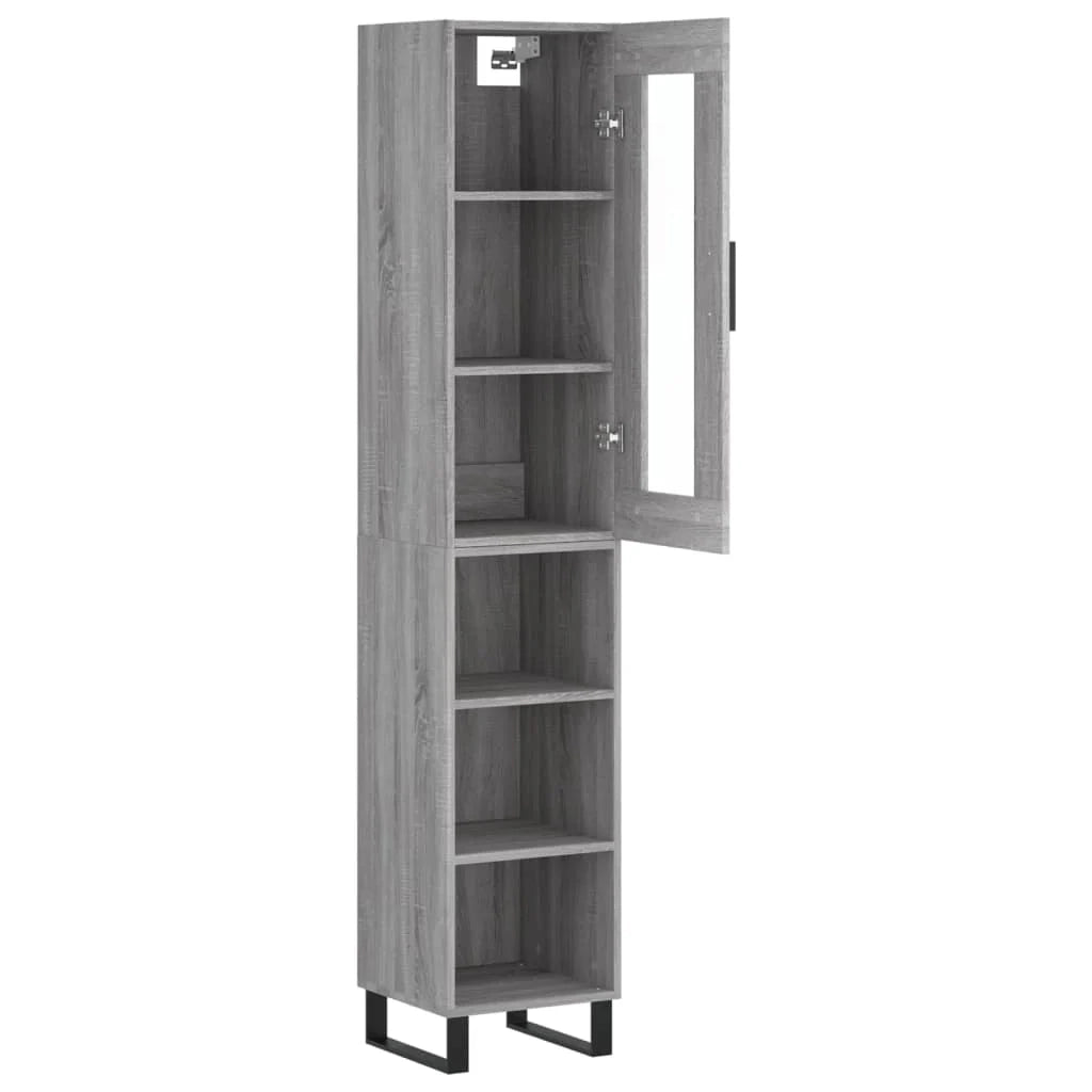 Buffet credenza cassettiera armadio mobile contenitore organizer cucina soggiorno salotto rovere Sonoma alto 34,5 x 34 x 180 cm legno ingegnerizzato grigio 02_0035299