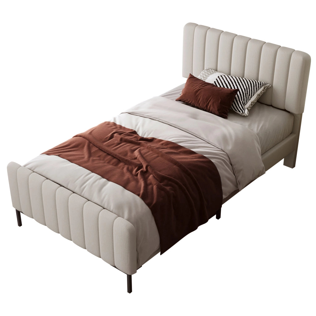 Letto imbottito 90x200 cm con testiera regolabile e rete in legno