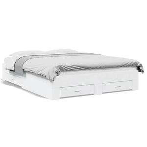 Giroletto con Cassetti Bianco 160x200 cm in Legno Multistrato