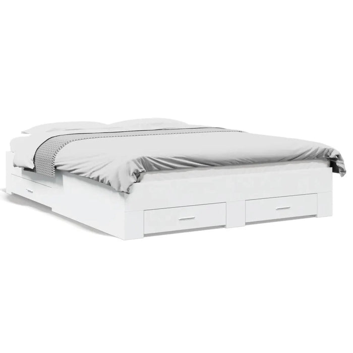 Giroletto con Cassetti Bianco 160x200 cm in Legno Multistrato