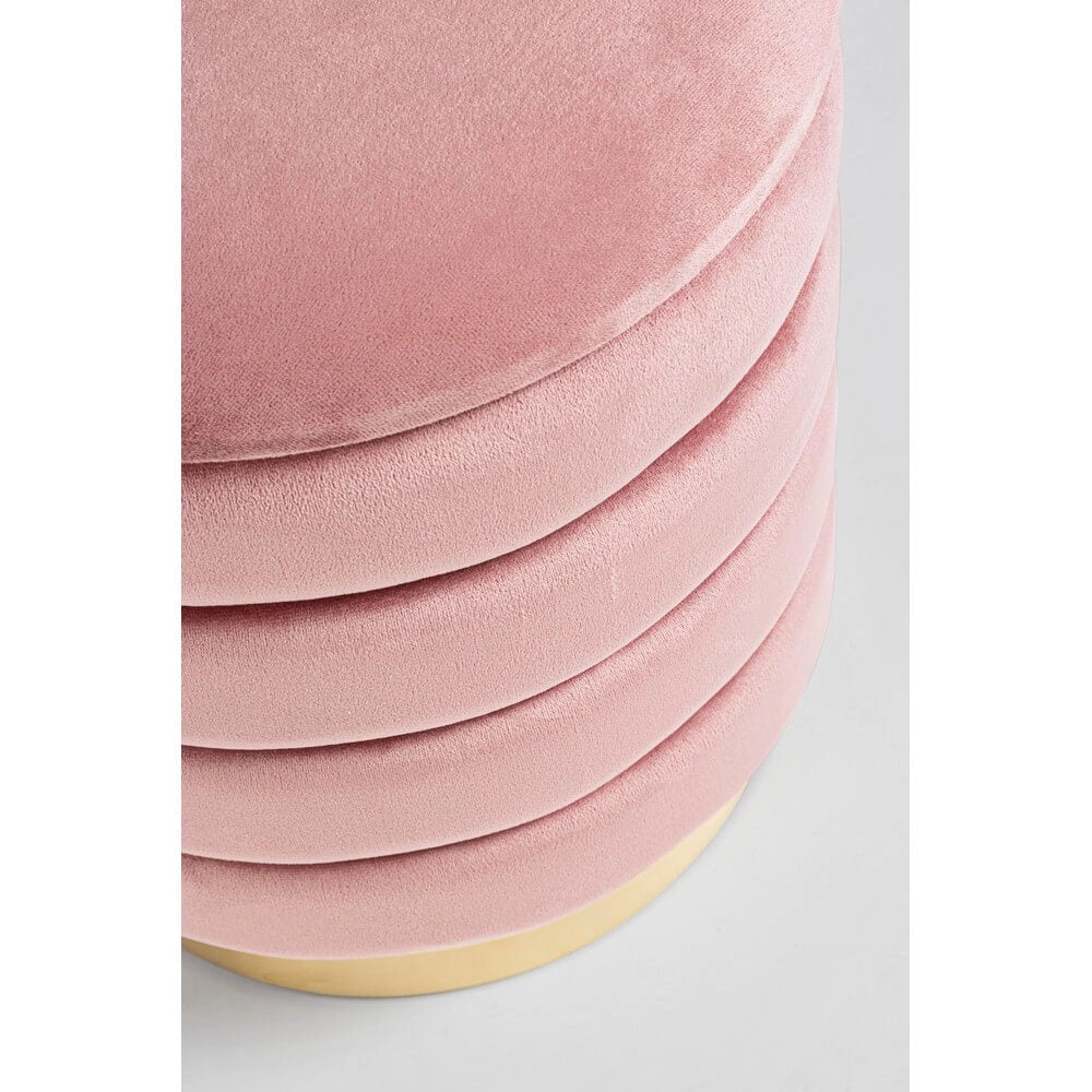 Set di 2 Pouf Contenitore Rotondi in Velluto con Base Dorata - TINI