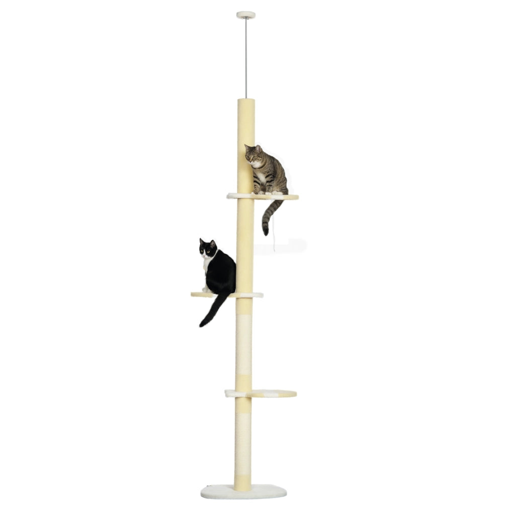 Tiragraffi per Gatti Regolabile in Altezza ¨C zephmum ¨C Giallo/Bianco/Blu 220x47x34 cm