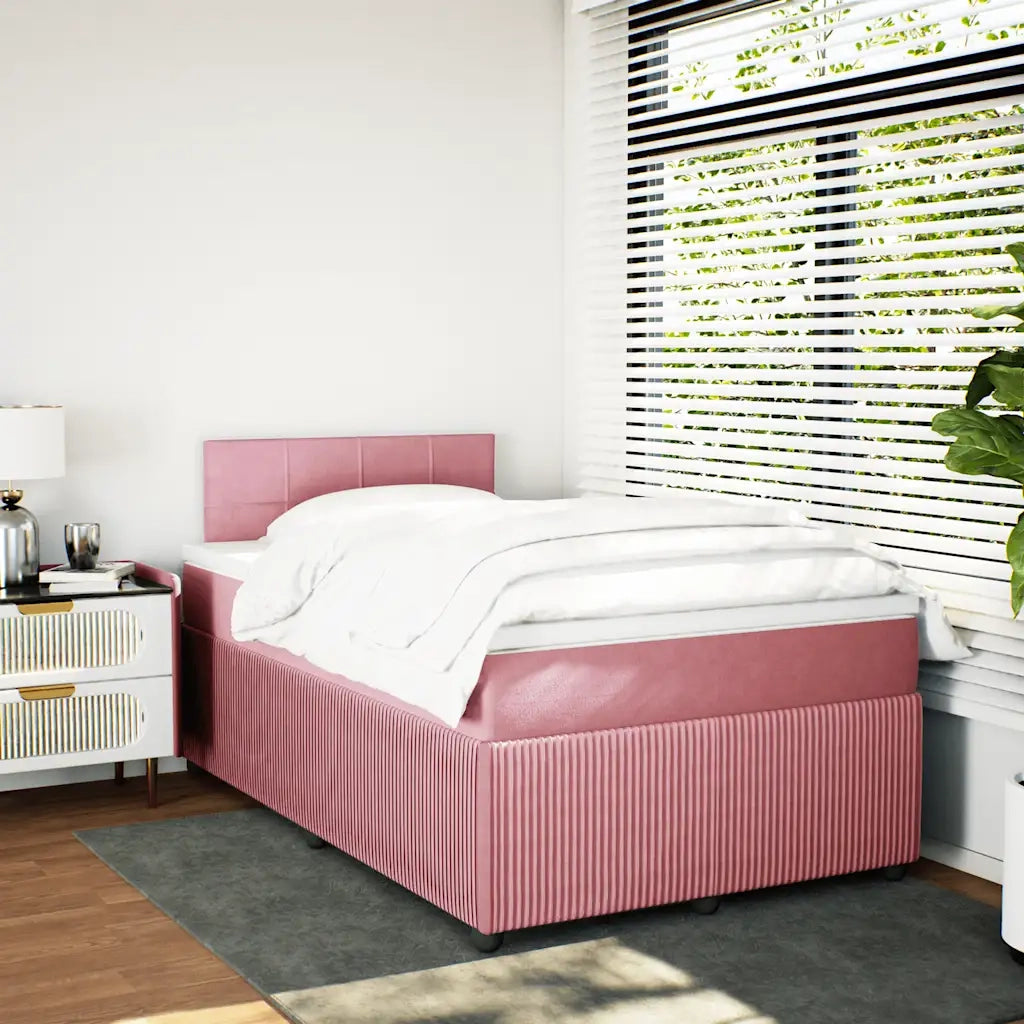 Giroletto a Molle con Materasso Rosa 120x190 cm in Velluto 3287691