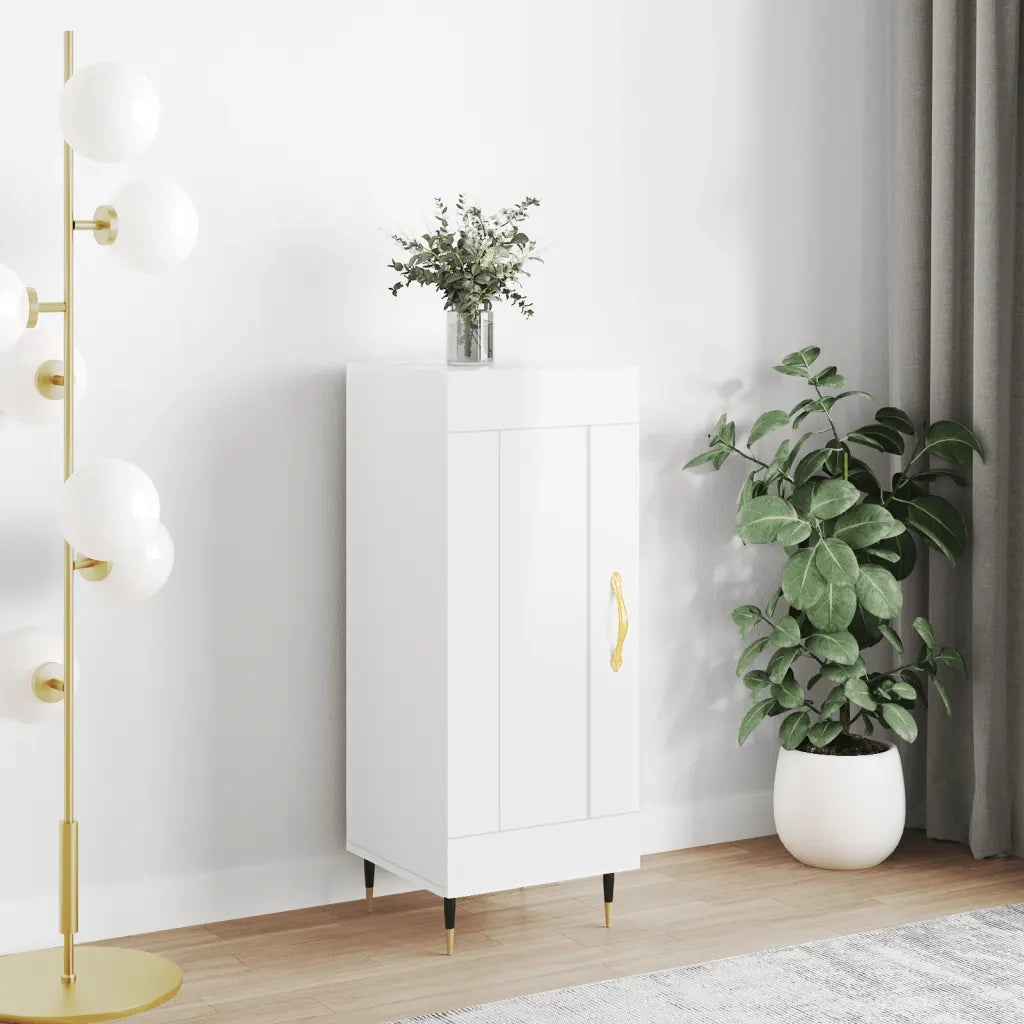 Credenza-Buffet-Armadio da cucina Bianco Lucido 34,5x34x90 cm in Legno Multistrato 884027
