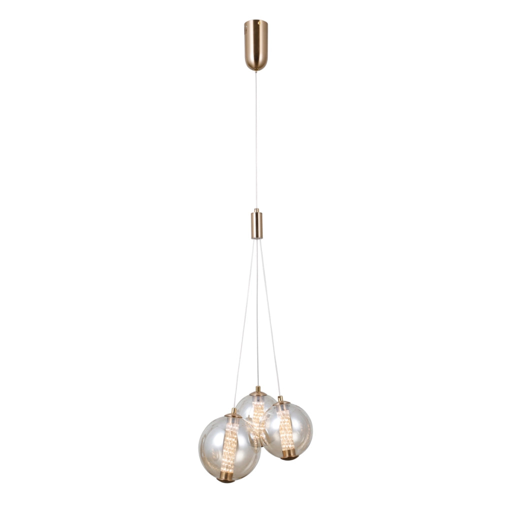 Lampadario Italux Butero oro, vetro ambra, LED 12W