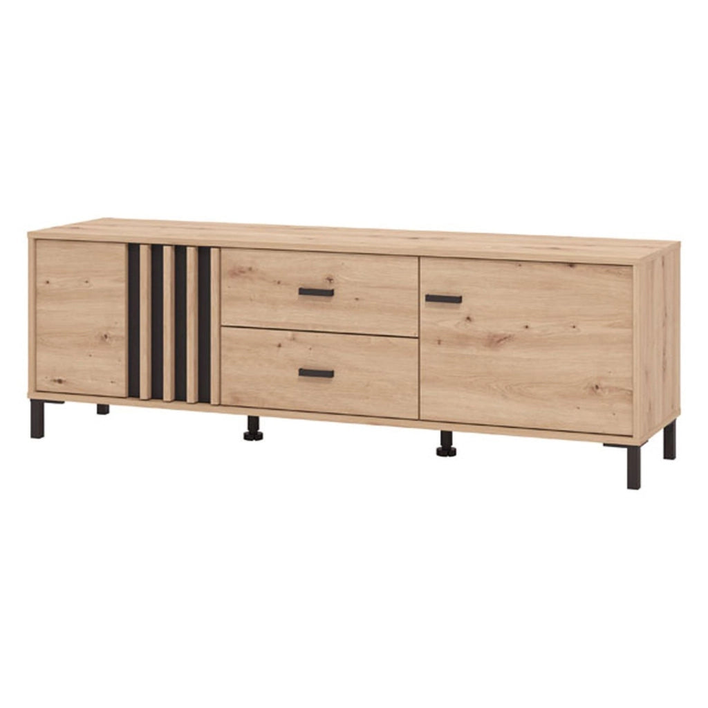 Caivano, Mobile Porta tv 2 Cassetti, 157x40x52h cm Marrone Rovere Nodi
