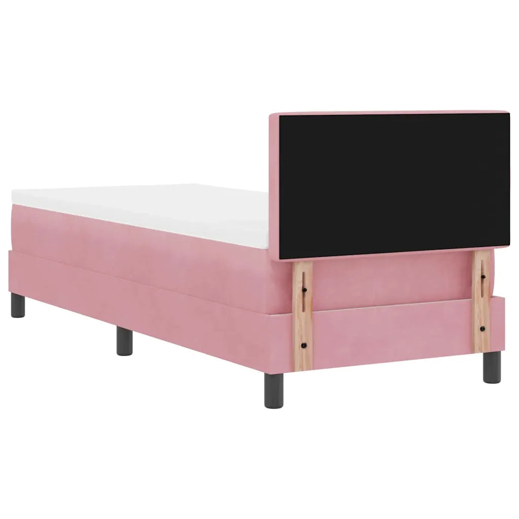 Letto a molle con materasso Rosa 80 x 200 cm Velluto 3339073