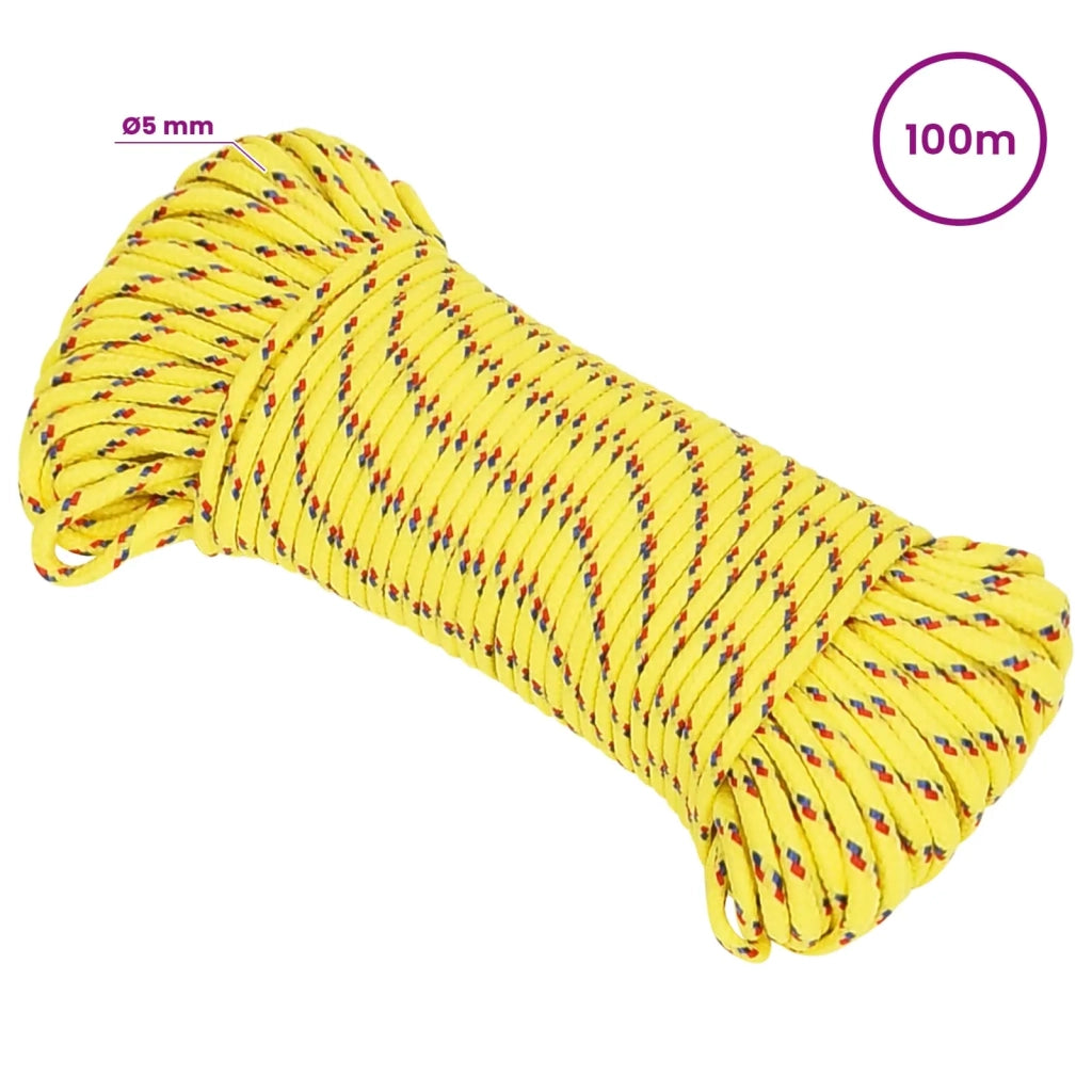 Corda multiuso 5 mm 100 m Giallo PP 150 kg Carico massimo 3473098