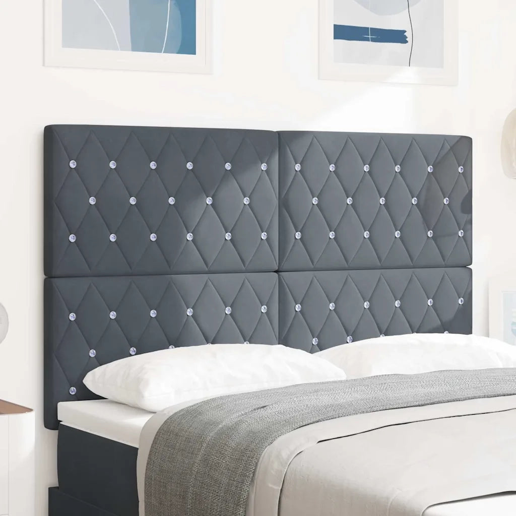Testiera LED con testiera-Testata con LED-Testiera Decorativa Grigio scuro 160 cm Poliestere 156124