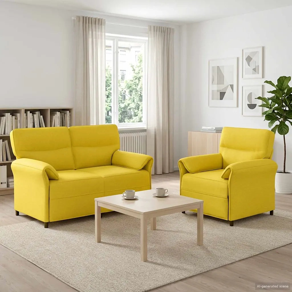 Set di divani 2 pz Giallo Chiaro Tessuto 3424853