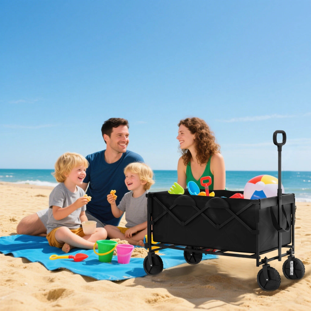 Carrello da giardino pieghevole con telo estraibile ¨C zephmum ¨C 100 kg, nero