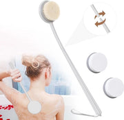 Spazzola per la doccia con setole lunghe crema - Spazzole per la doccia con setole naturali - Incluso 2 pad sostituibili - Manico ultraleggero