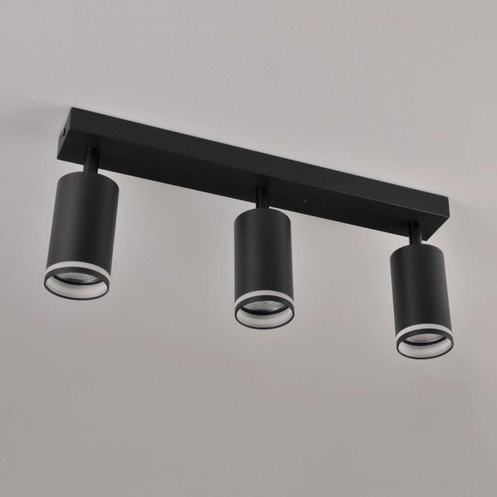 Plafoniera/applique 3 faretti GU10 nera Polux Paris 322340