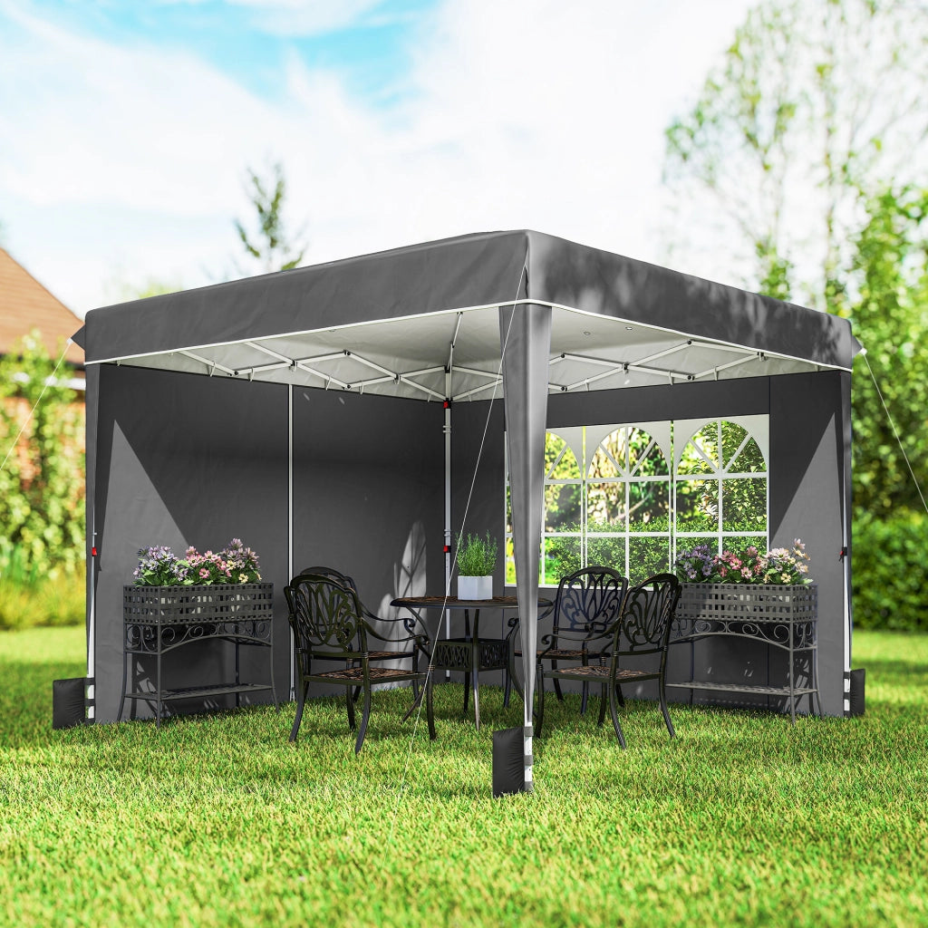 Tendone da giardino 3x3m ¨C zephmum ¨C pieghevole con pareti, grigio