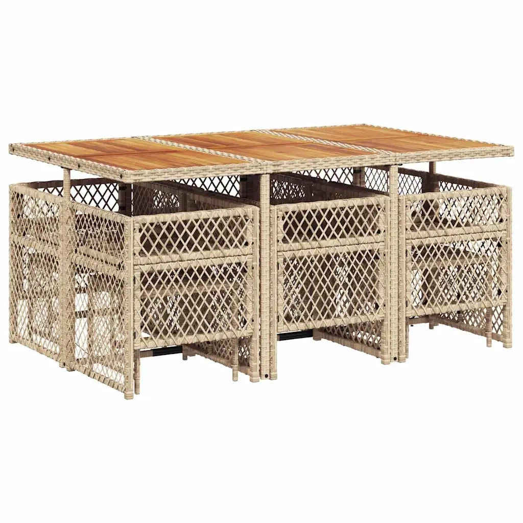 vidaXL Set da Pranzo da Giardino 11 pz con Cuscini Beige in Polyrattan