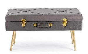 Panca Contenitore Polina in Tessuto effetto Velluto Grigio