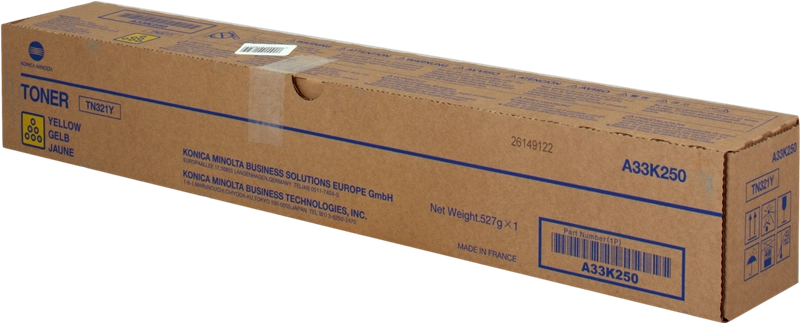 ORIGINAL Konica Minolta toner giallo A33K250 TN321Y ~25000 Seiten