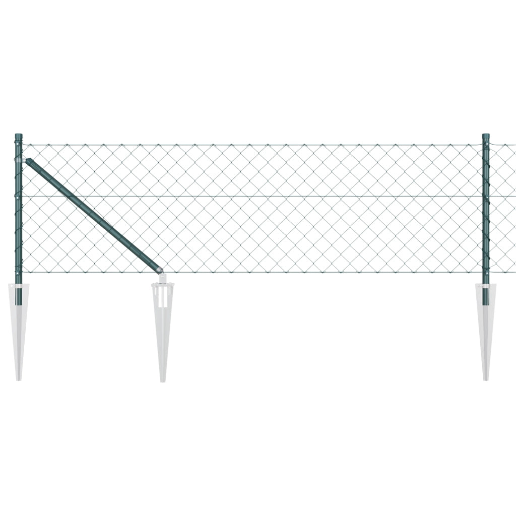 Recinzione a Maglie con 7 Paletti a Punta 0.8x10 m Acciaio Zincato