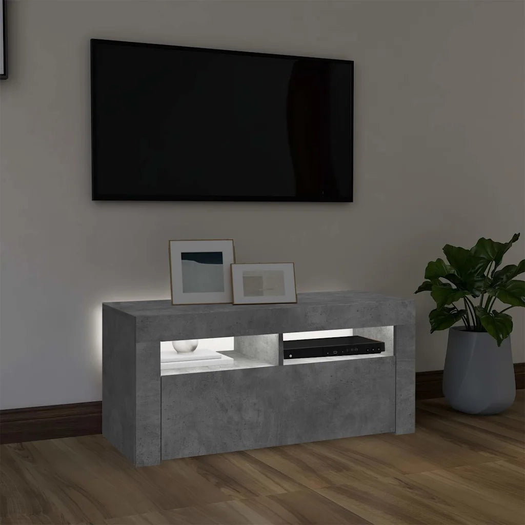 Mobile Porta TV con Luci LED-Credenza per TV Grigio Cemento 90x35x40 cm