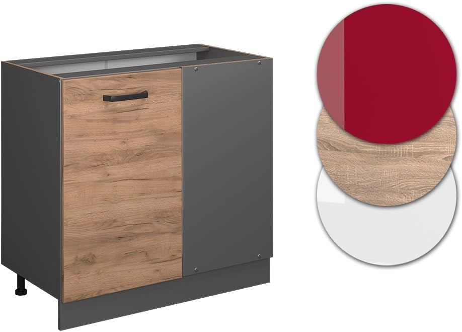 Mobile ad angolo cucina R-Line, Quercia dorata, 86 cm senza piano di lavoro, per la libera combinazione all'interno di sistemi cucina modulari
