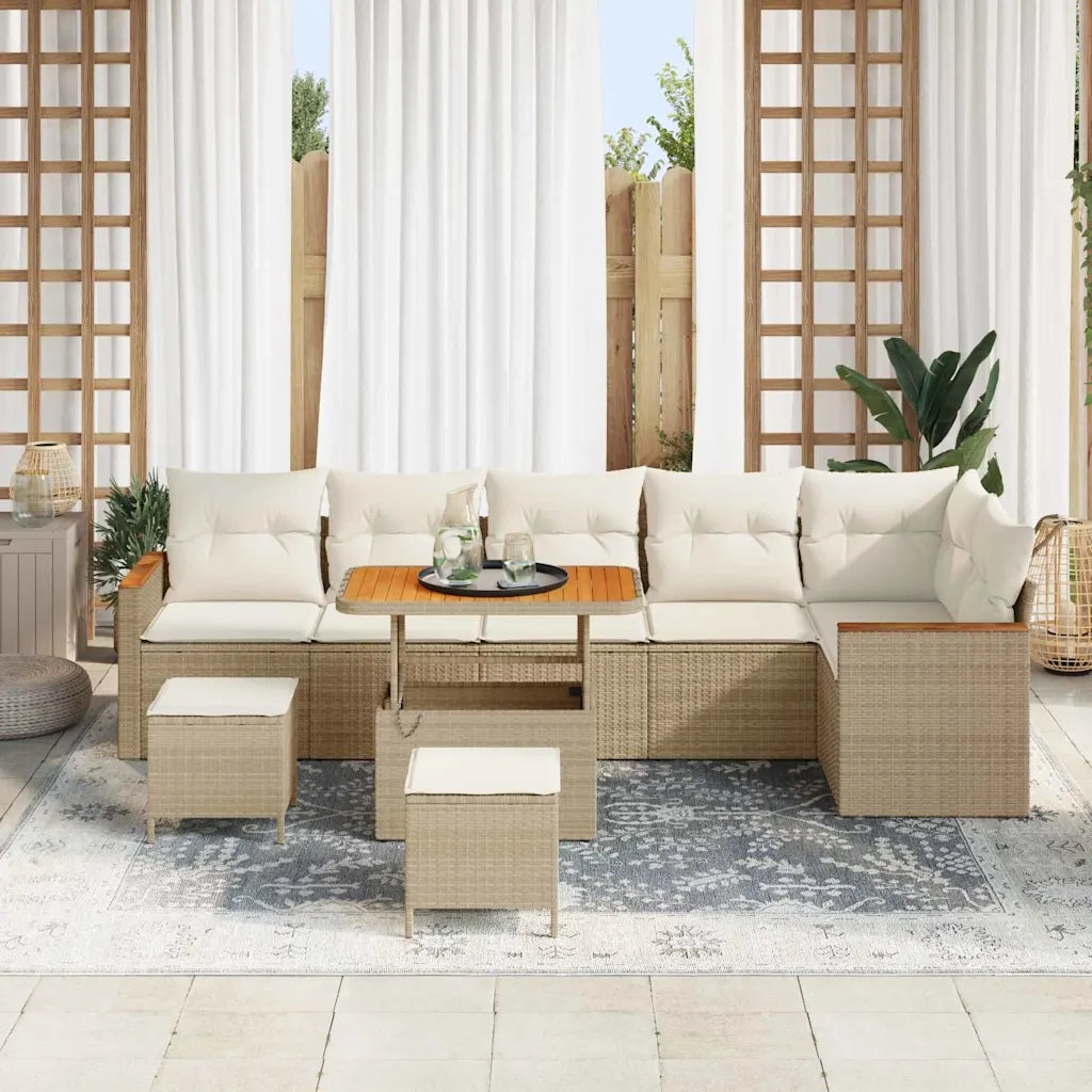 Set Divano da Giardino con cuscino Beige Poly Rattan 3365016