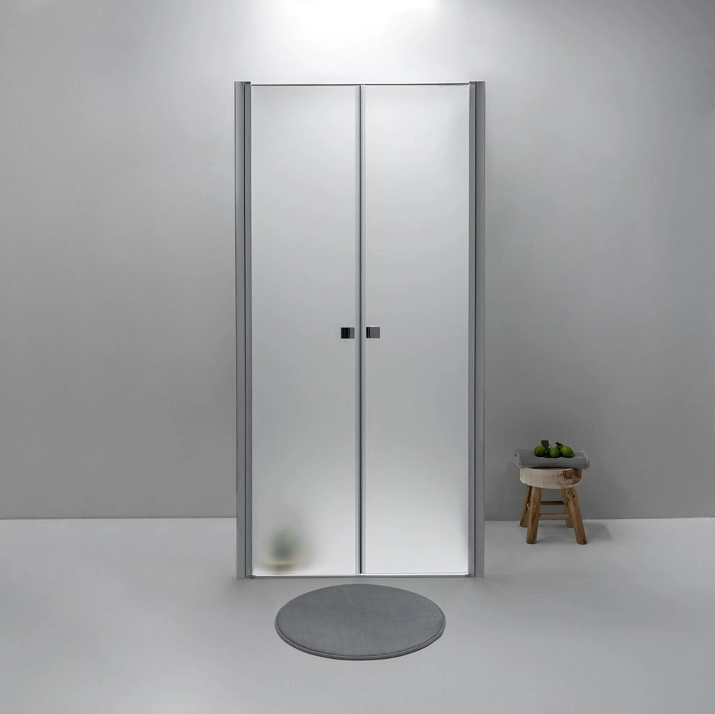 BOX DOCCIA ELITE TRE LATI 80x100x80 CM APERTURA SALOON OPACO