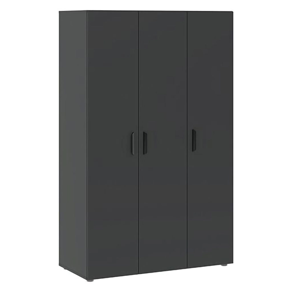 Armadio Camera da Letto Pettineo, Guardaroba 3 Ante Appendiabiti, 111x52 cm Nero Antracite